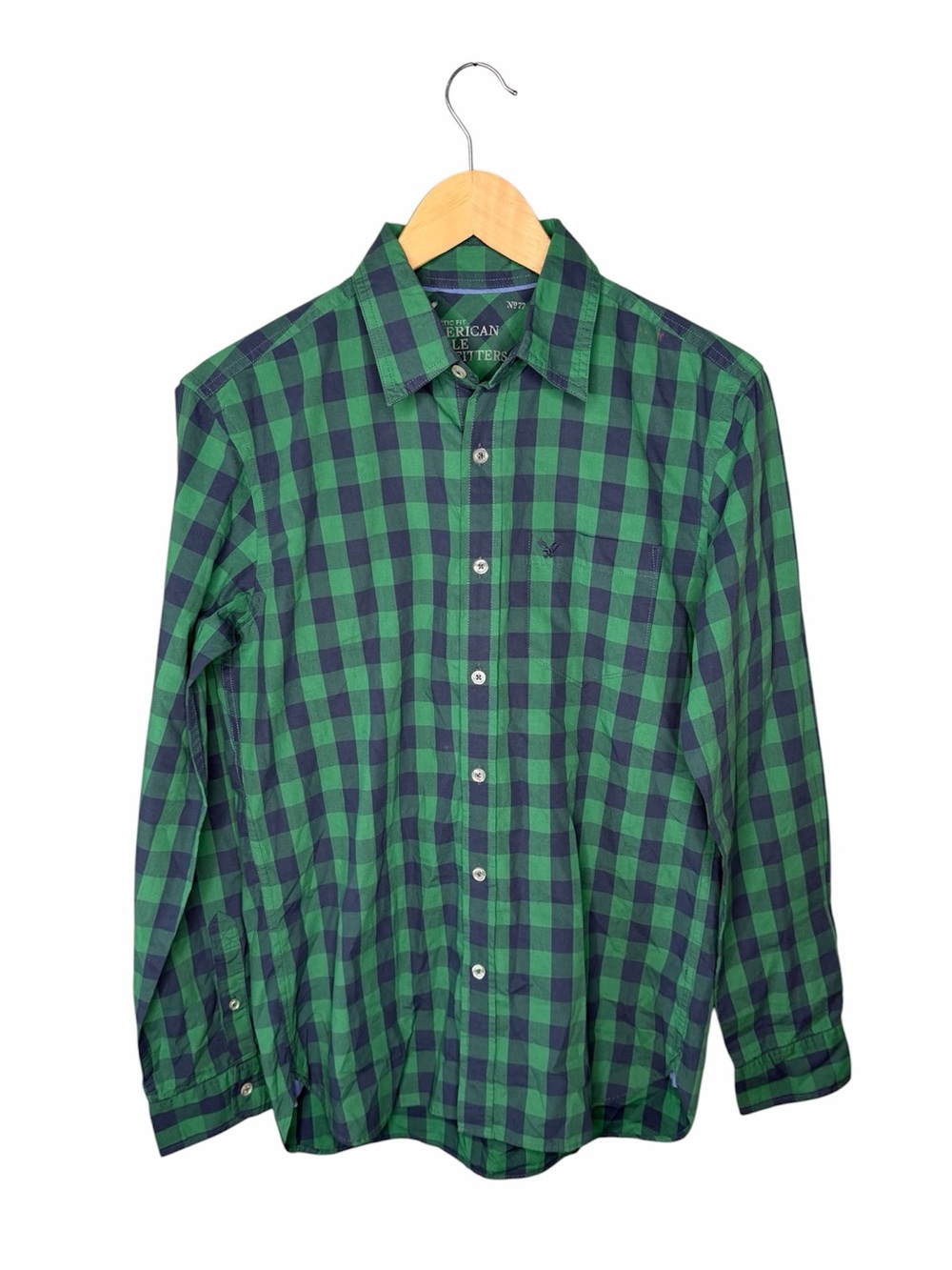 NWT Deadstock 2010s American Eagle Plaid Gingham Preppy Button Down
